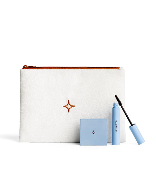  Shine & Bold Kit סט תיק איפור, מסקרה חומה ואבקת ברונזר ביינטע